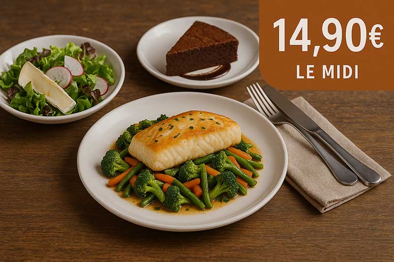 Le menu de la semaine a 14.90, le midi