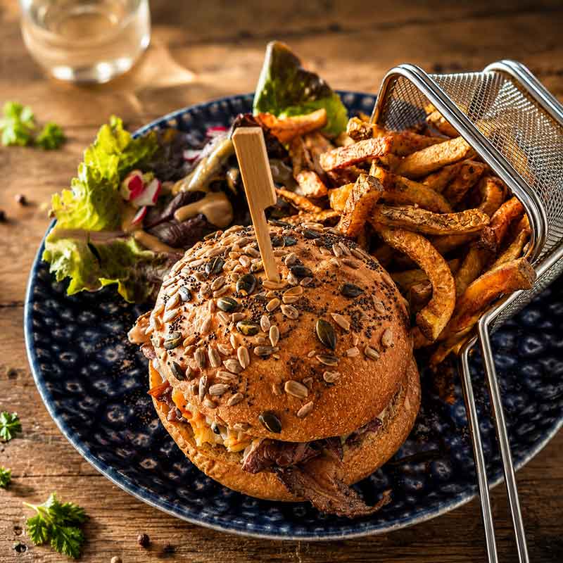 burger de canard en chiffonade